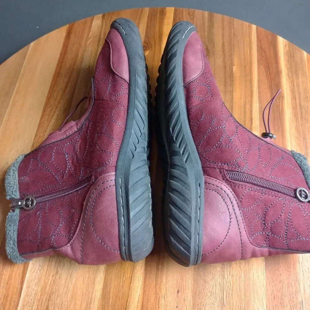 Jambu Jbu Tandee Boots Maroon Sz 8.5 Side‎ Zip Drawstring Jersey Lined Outdoor